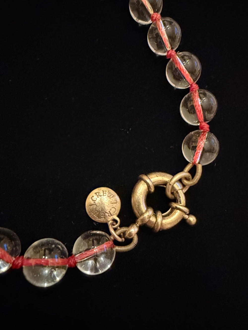 J.Crew Seahorse Long Pink Cord Clear Beaded Necklace - Picture 5 of 6
